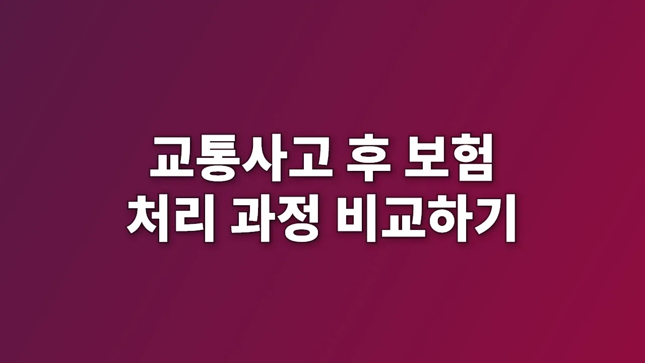 교통사고 후 보험 처리 과정 비교하기